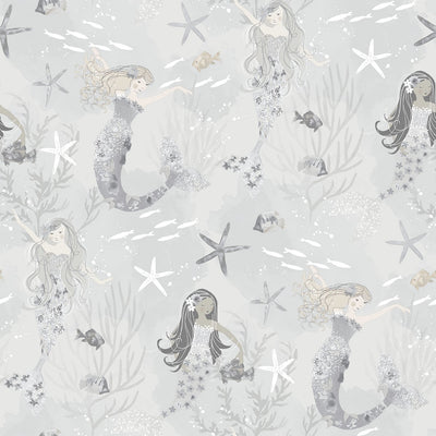 product image of sample mermaids silver glitter wallpaper from the tiny tots 2 collection by galerie wallcoverings 1 572