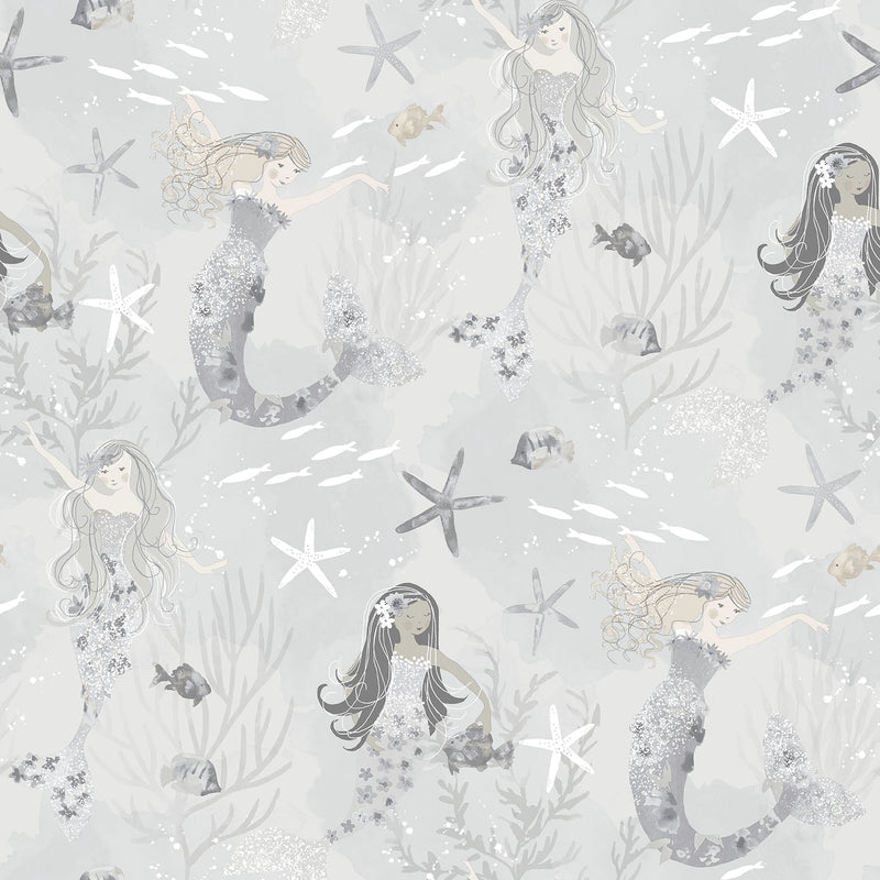 media image for sample mermaids silver glitter wallpaper from the tiny tots 2 collection by galerie wallcoverings 1 265