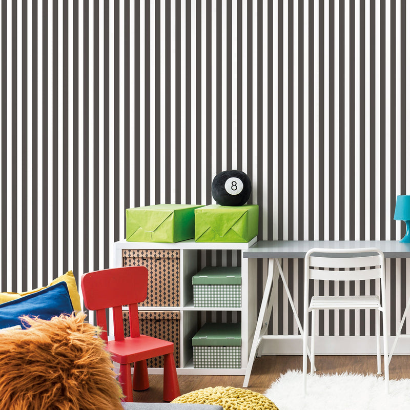 media image for Regency Stripe Black Wallpaper from the Tiny Tots 2 Collection by Galerie Wallcoverings 250