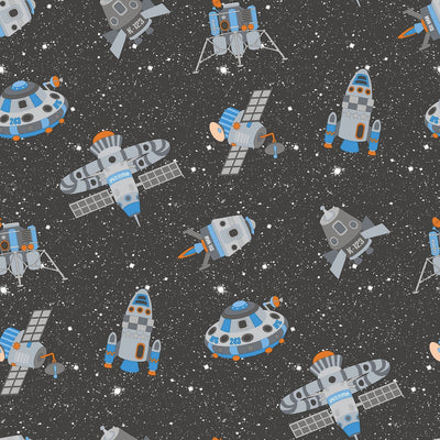 product image of Spaceships Black Multi Wallpaper from the Tiny Tots 2 Collection by Galerie Wallcoverings 564
