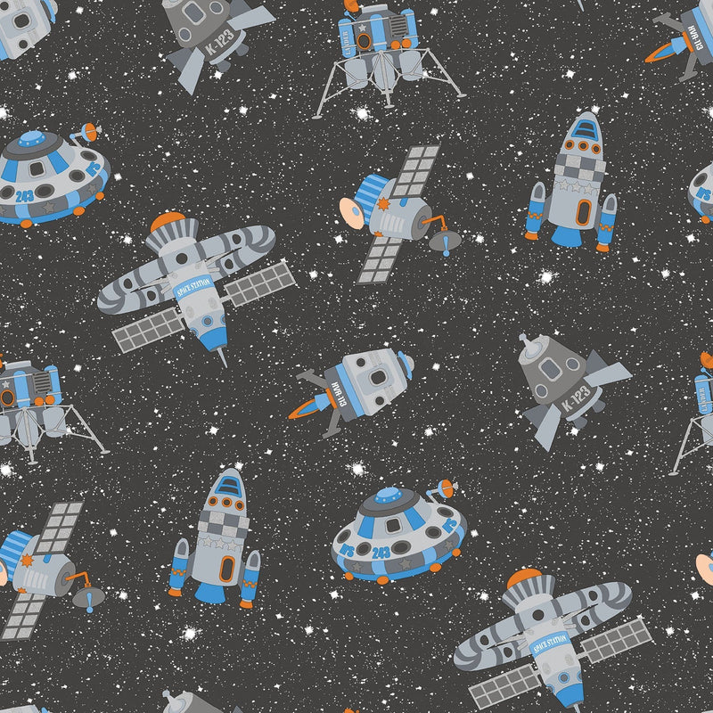 media image for Spaceships Black Multi Wallpaper from the Tiny Tots 2 Collection by Galerie Wallcoverings 256