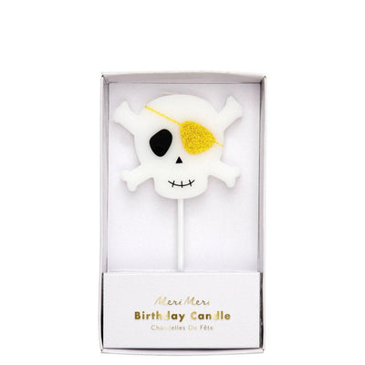 product image of large skull crossbones candle by meri meri 1 575