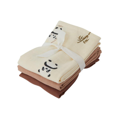 product image of muslin square panda 3 pcs pack vanilla by oyoy 1 586