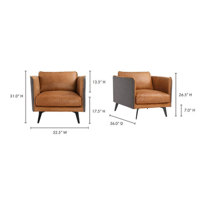 product image for Messina Leather Arm Chair Cigare Tan Leather 7 57