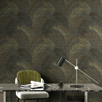 product image for Synergy Felce Tonale Wallpaper in Black 4