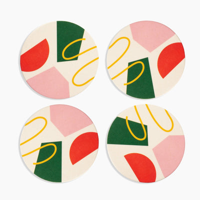 product image of Bamboo Coasters Abstract Set in Various Colors 578