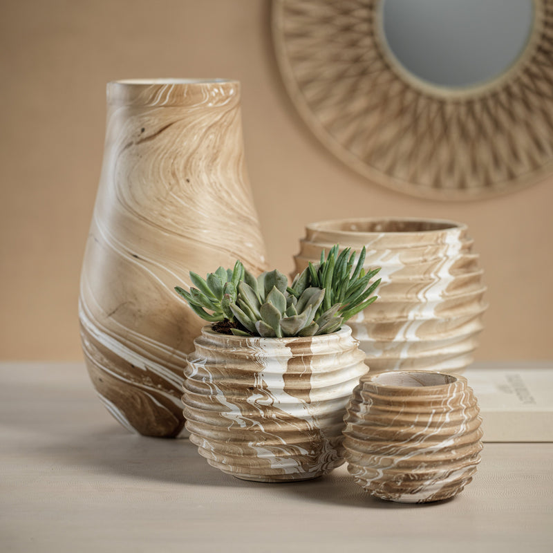 media image for bellshill mango wood marbleized cocoon pot by zodax th 1676 4 244
