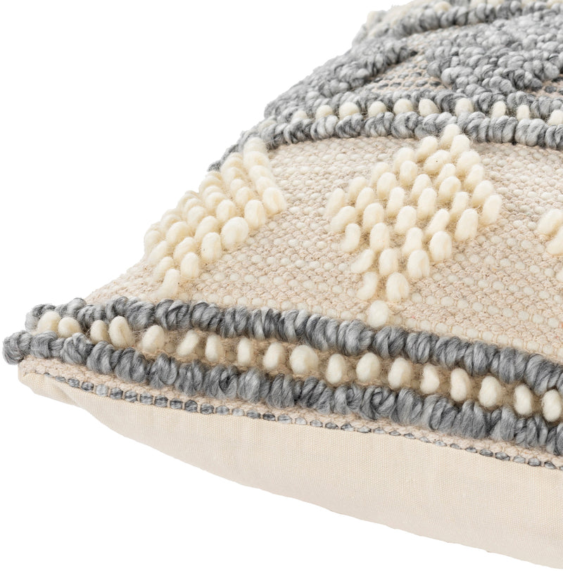media image for Anders ADR-006 Hand Woven Square Pillow Cream & Medium Gray by Surya 224