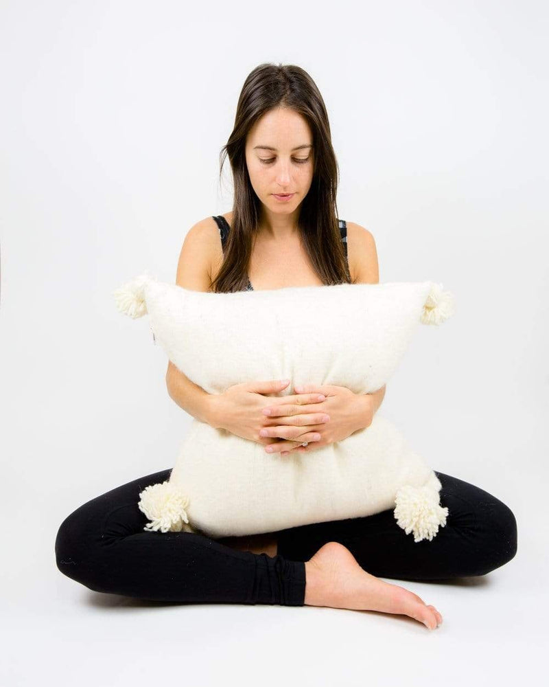 media image for Asma White Moroccan Silk Pillow 2 230