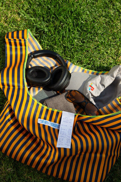 product image for School Tie Fabric Bag - Navy Blue x Orange 23