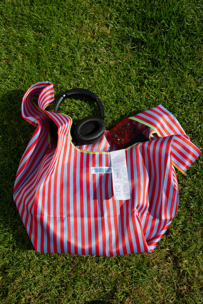 product image for School Tie Fabric Bag - Red x Light Blue 66