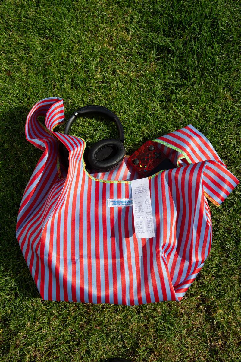 media image for School Tie Fabric Bag - Red x Light Blue 241