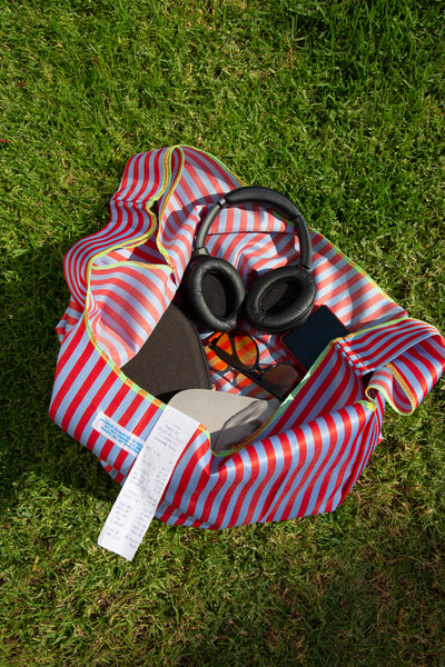 product image for School Tie Fabric Bag - Red x Light Blue 47