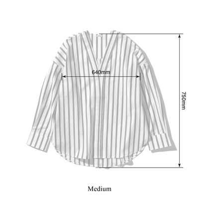 product image for Cotton Stripe Shirt V Neck 8 81