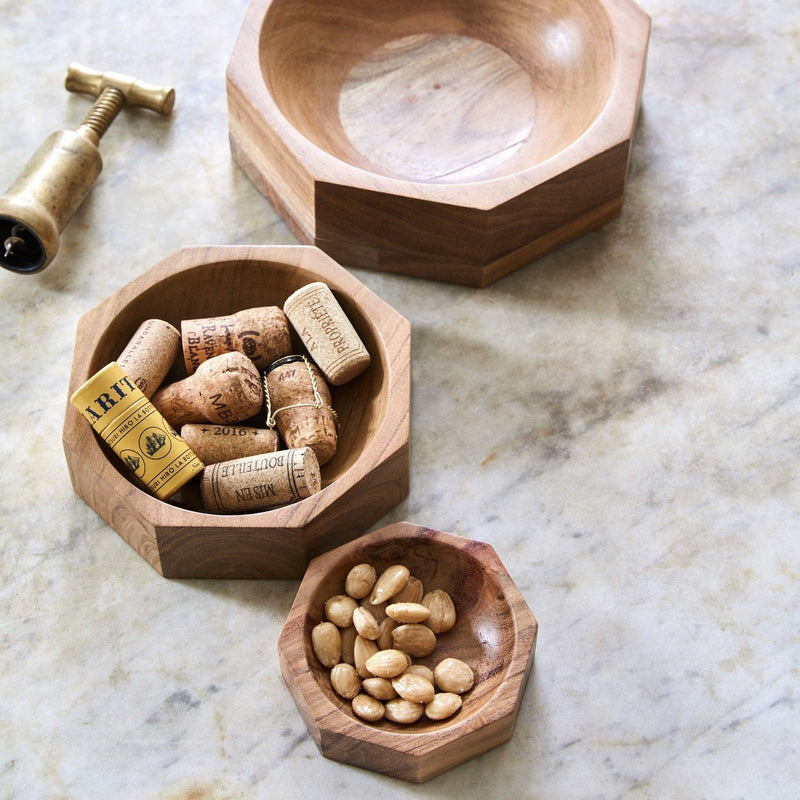 media image for Acacia Wood Modernist Octagonal Bowl 274